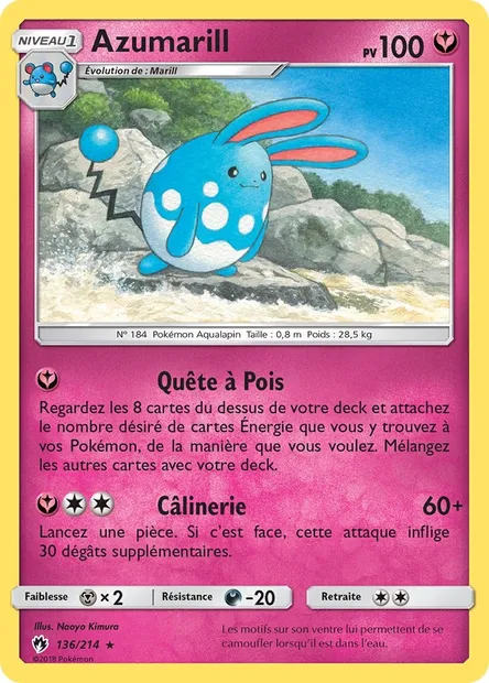 Azumarill, carte Pokémon LOT 136 — extension Tonnerre Perdu