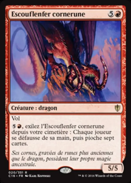Escouflenfer cornerune, carte Magic C16 20 — extension Commander 2016