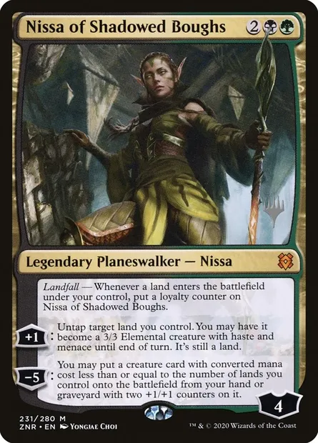 Nissa des branches enténébrées, carte Magic PZNR 231p — extension Zendikar Rising Promos