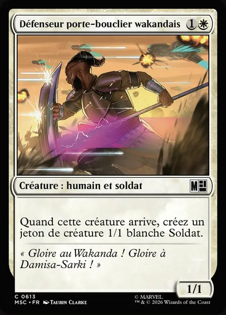 Défenseur porte-bouclier wakandais, carte Magic MSC 613 — extension Marvel Super Heroes Commander