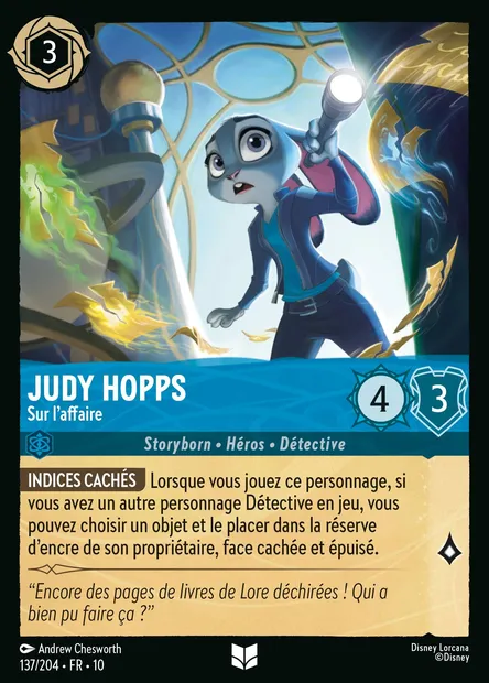 Judy Hopps - Sur l'affaire, carte Disney Lorcana CH10-137 — extension Lueurs dans les Profondeurs