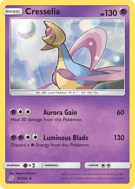 Cresselia, Pokémon card UNM 87 — Unified Minds set