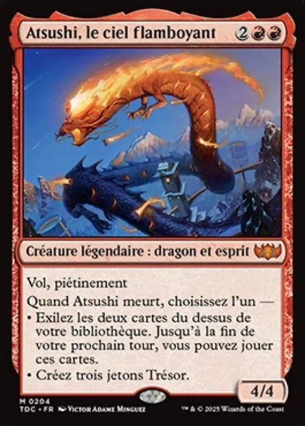 Atsushi, le ciel flamboyant, carte Magic TDC 204 — extension Tarkir: Dragonstorm Commander