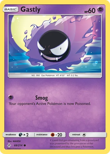 Gastly, Pokémon card UNB 68 — Unbroken Bonds set