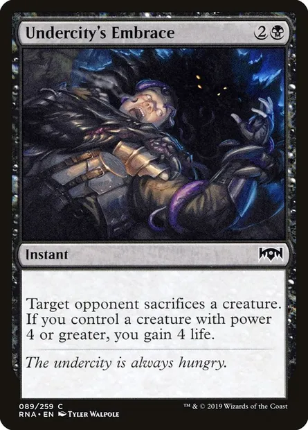 Undercity's Embrace, Magic card RNA 89 — Ravnica Allegiance set