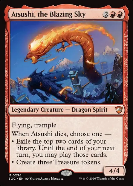Atsushi, the Blazing Sky, Magic card SOC 236 — Secrets of Strixhaven Commander set