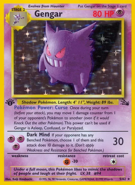 Gengar, Pokémon card FO 5 — Fossil set