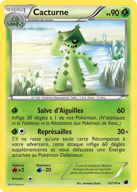 Cacturne, carte Pokémon PLF 10 — extension Glaciation Plasma