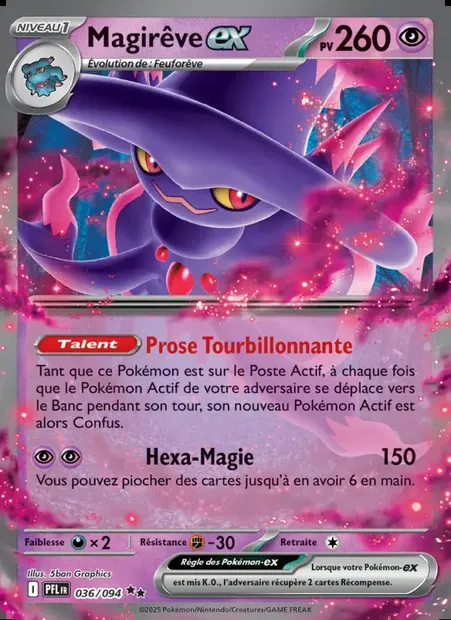 Magirêve-ex, carte Pokémon PFL 036 — extension Flammes Fantasmagoriques