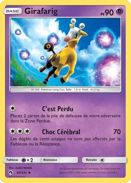 Girafarig, carte Pokémon LOT 94 — extension Tonnerre Perdu