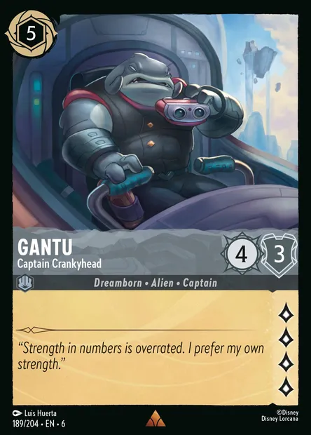 Gantu - Captain Crankyhead, Disney Lorcana card CH6-189 — Azurite Sea set