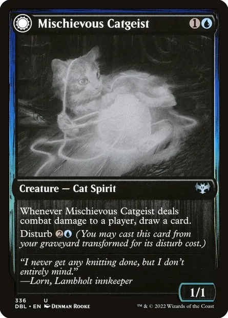 Mischievous Catgeist // Catlike Curiosity, Magic card DBL 336 — Innistrad: Double Feature set