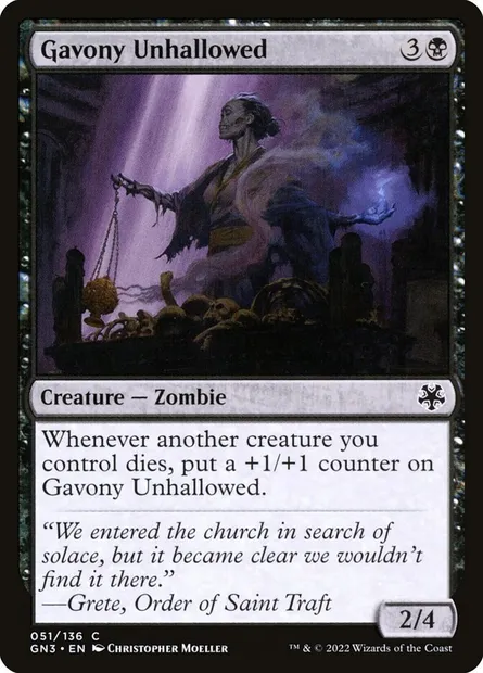 Gavony Unhallowed, Magic card GN3 51 — Game Night: Free-for-All set