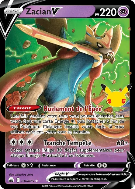 Zacian V, carte Pokémon CEL 16 — extension Célébrations