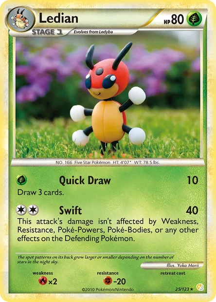 Ledian, Pokémon card HS 25 — HeartGold SoulSilver set