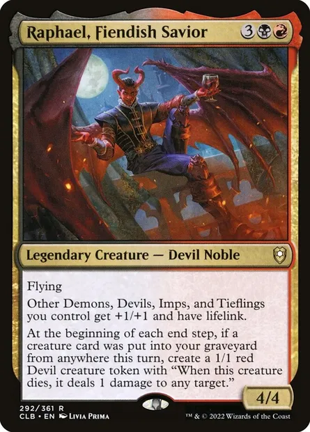 Raphael, Fiendish Savior, Magic card CLB 292 — Commander Legends: Battle for Baldur's Gate set