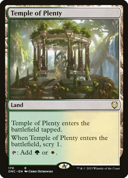 Temple of Plenty, Magic card ONC 170 — Phyrexia: All Will Be One Commander set