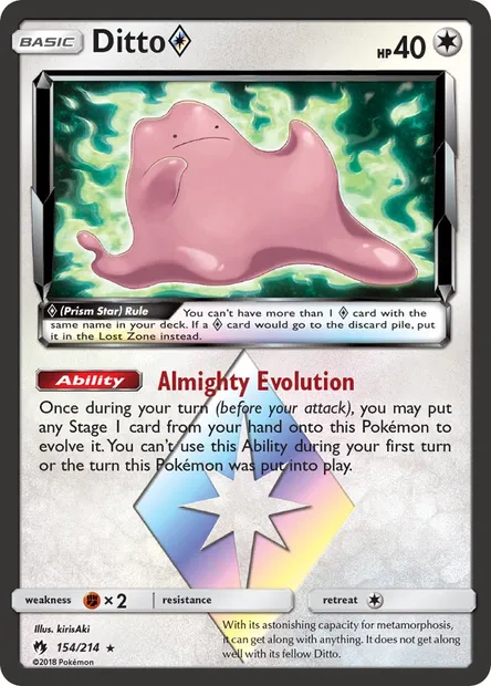 Ditto ◇, Pokémon card LOT 154 — Lost Thunder set