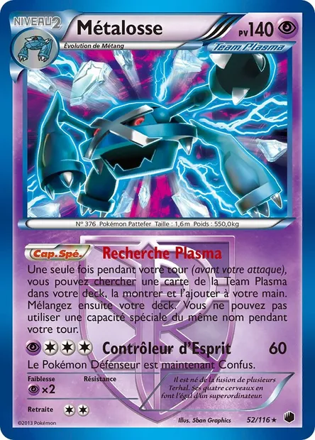 Métalosse, carte Pokémon PLF 52 — extension Glaciation Plasma