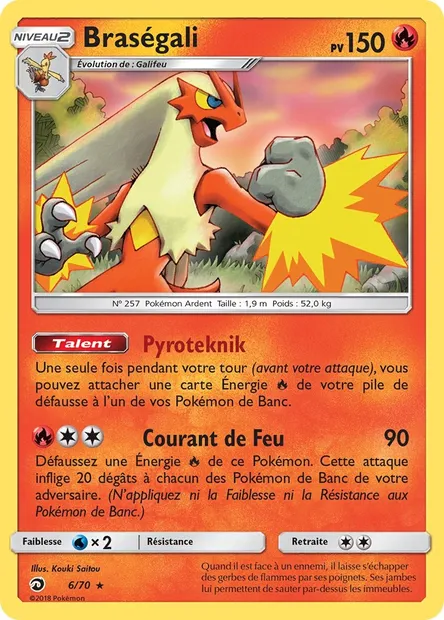 Braségali, carte Pokémon DRM 6 — extension Majesté Des Dragons