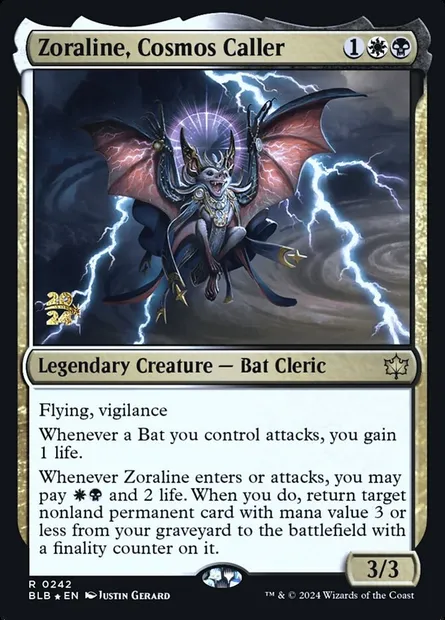 Zoraline, meneuse du cosmos, carte Magic PBLB 242s — extension Bloomburrow Promos