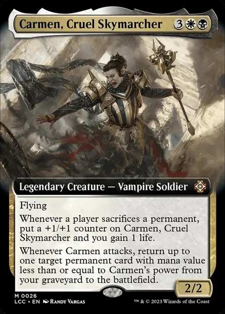 Carmen, Cruel Skymarcher, Magic card LCC 26 — The Lost Caverns of Ixalan Commander set