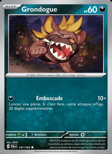 Grondogue, carte Pokémon PAL 141 — extension Évolutions à Paldea