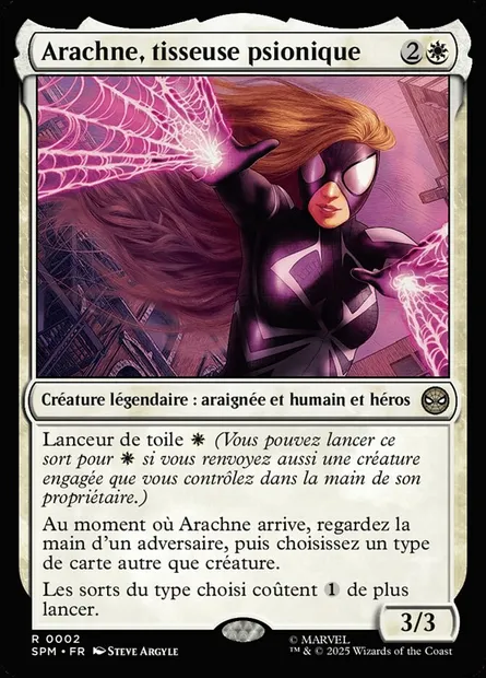 Arachne, tisseuse psionique, carte Magic SPM 2 — extension Marvel's Spider-Man