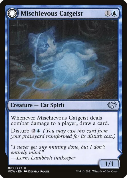 Mischievous Catgeist // Catlike Curiosity, Magic card VOW 69 — Innistrad: Crimson Vow set