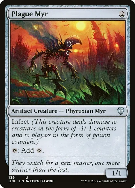 Plague Myr, Magic card ONC 139 — Phyrexia: All Will Be One Commander set