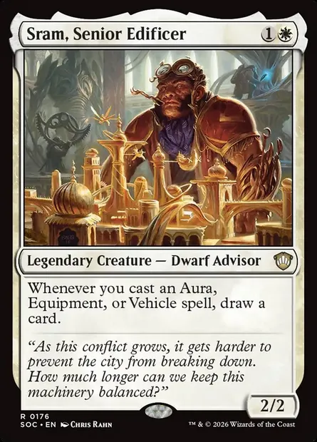 Sram, Senior Edificer, Magic card SOC 176 — Secrets of Strixhaven Commander set