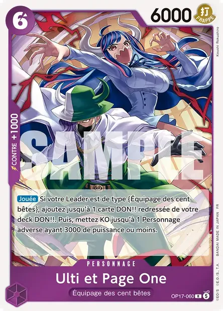 Ulti et Page One, carte One Piece OP17-060 — extension LES GUERRIERS LES PLUS PUISSANTS AU MONDE