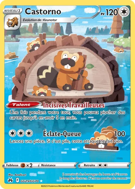 Castorno, carte Pokémon CRZ GG25 — extension Zénith Suprême
