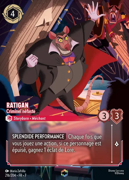 Ratigan - Criminel néfaste, carte Disney Lorcana CH7-216 — extension L'île d'Archazia