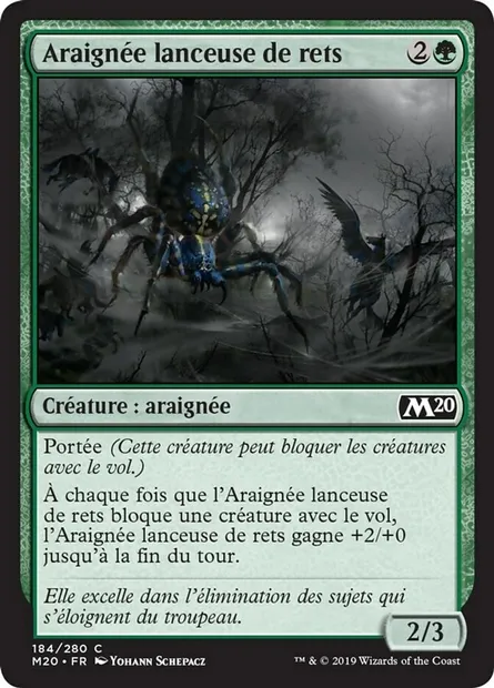 Araignée lanceuse de rets, carte Magic M20 184 — extension Core Set 2020