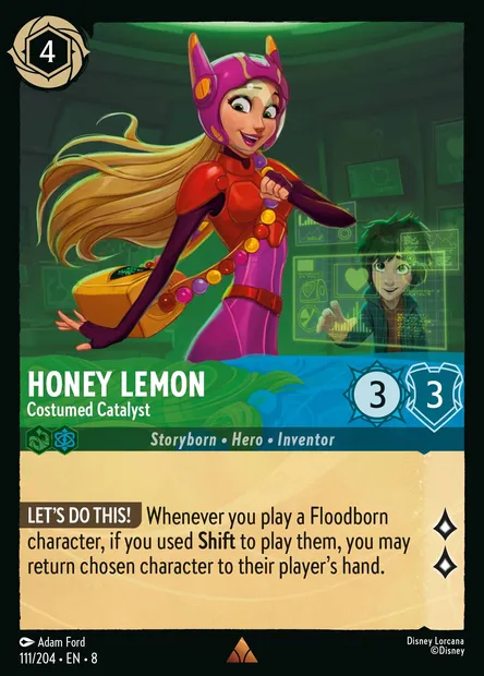 Honey Lemon - Costumed Catalyst, Disney Lorcana card CH8-111 — The Reign of Jafar set