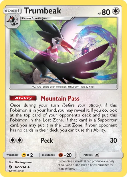 Trumbeak, Pokémon card LOT 165 — Lost Thunder set