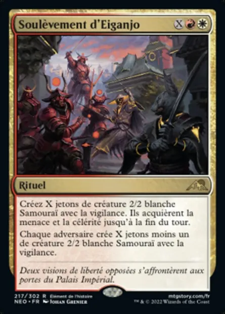 Soulèvement d'Eiganjo, carte Magic NEO 217 — extension Kamigawa: La Dynastie Néon