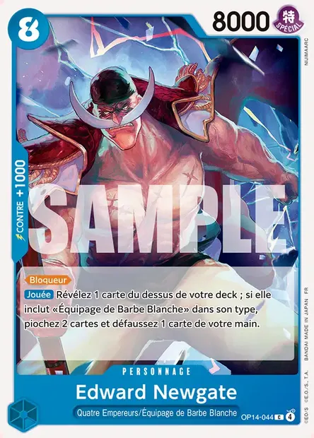 Edward Newgate, carte One Piece OP14-044 — extension LES SEPT DE LA MER D'AZUR
