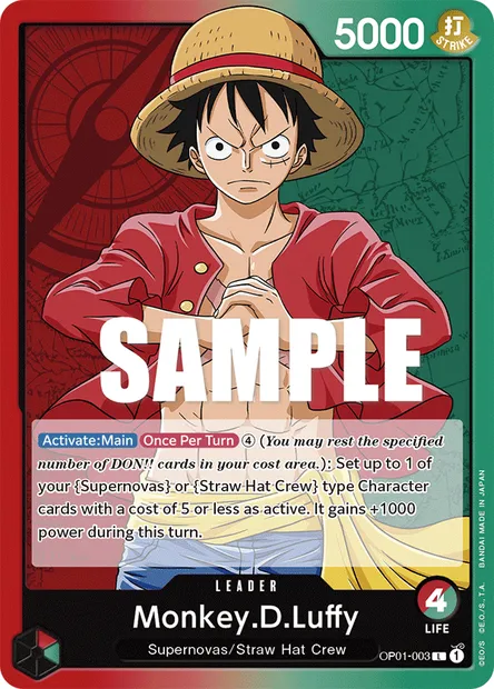 Monkey.D.Luffy, One Piece card OP01-003 — ROMANCE DAWN set