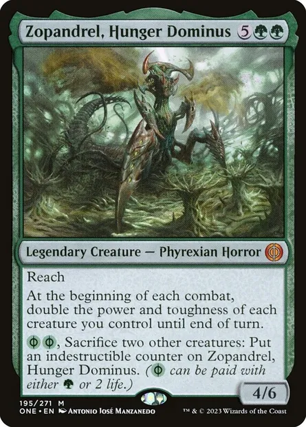 Zopandrel, Hunger Dominus, Magic card ONE 195 — Phyrexia: All Will Be One set