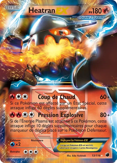 Heatran-EX, carte Pokémon PLF 13 — extension Glaciation Plasma