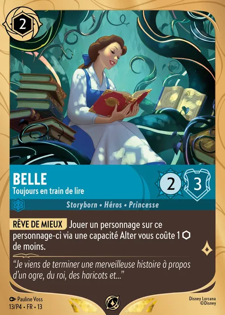Belle - Toujours en train de lire, carte Disney Lorcana P4-013 — extension P4