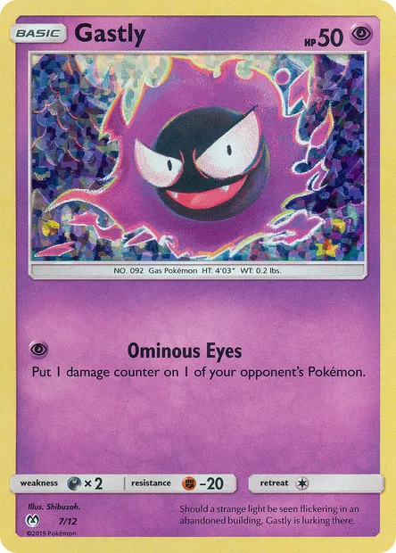 Gastly, Pokémon card MCD19 7 — McDonald's Collection 2019 set