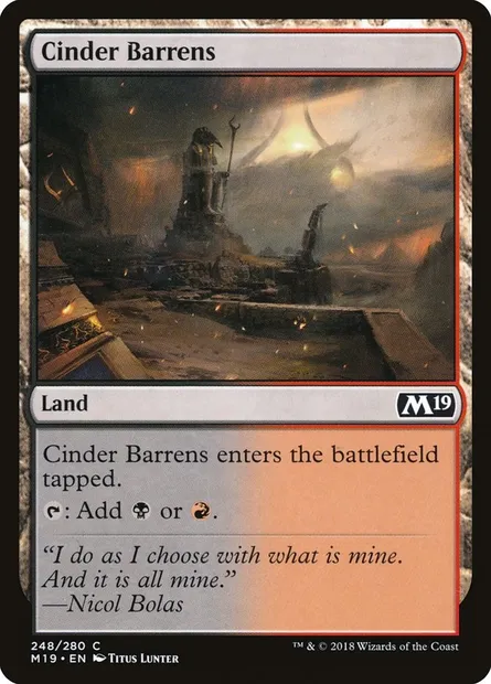 Cinder Barrens, Magic card M19 248 — Core Set 2019 set