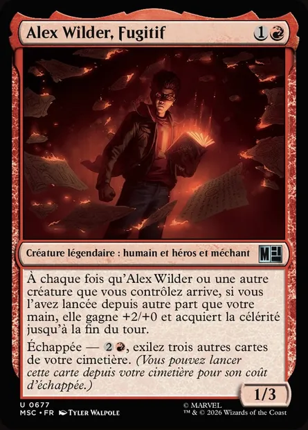 Alex Wilder, Fugitif, carte Magic MSC 677 — extension Marvel Super Heroes Commander