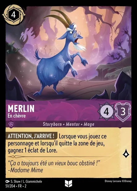 Merlin - En chèvre, carte Disney Lorcana CH2-051 — extension L'Ascension des Floodborn