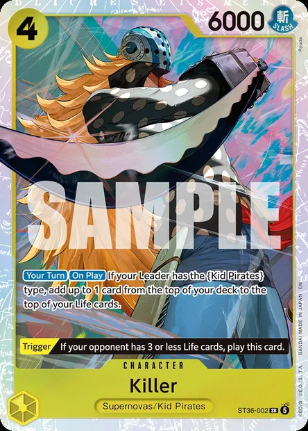 Killer, One Piece card ST36-002 — YELLOW Eustass"Captain"Kid set
