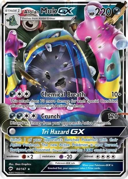 Alolan Muk GX, Pokémon card BUS 84 — Burning Shadows set