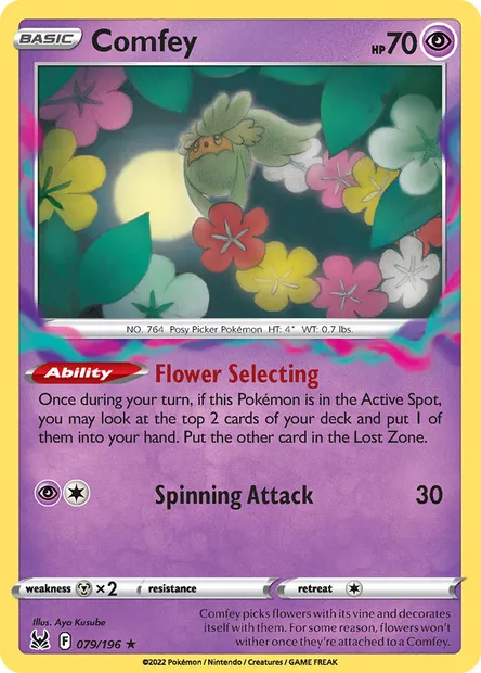 Comfey, Pokémon card LOR 079 — Lost Origin set